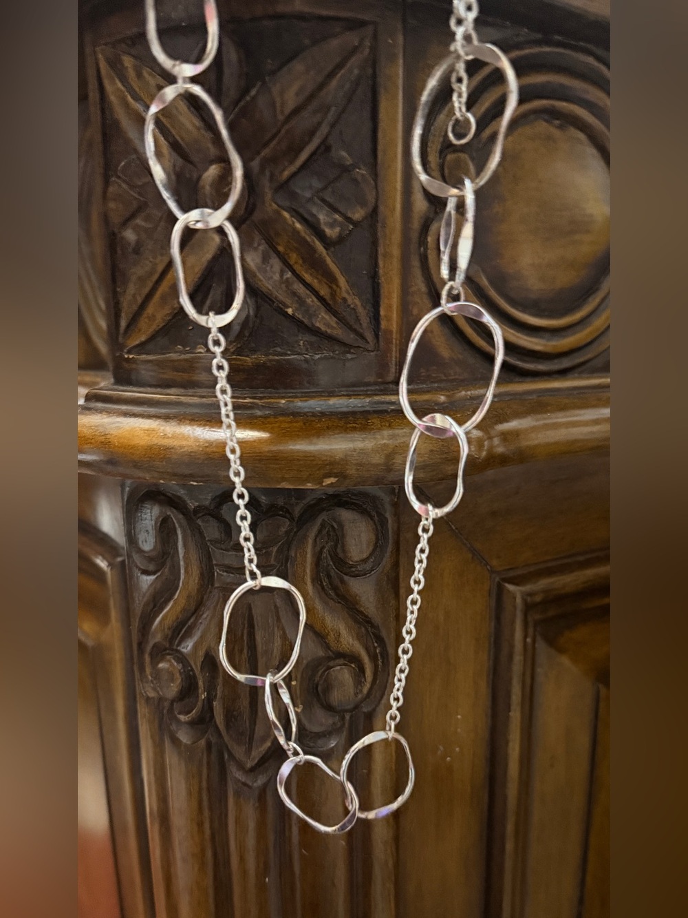 Elegant Silver Link Long Necklace - Women Jewelry